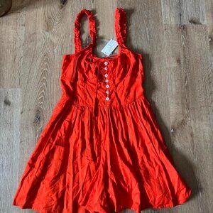 Urban Outfitters‎ NWT cottage core peasant Red Tate Tie-Front Romper Size S/P